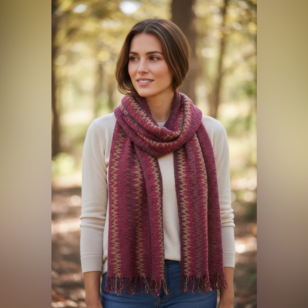 MISSONI Wave ZigZag Shimmer Fringe Scarf